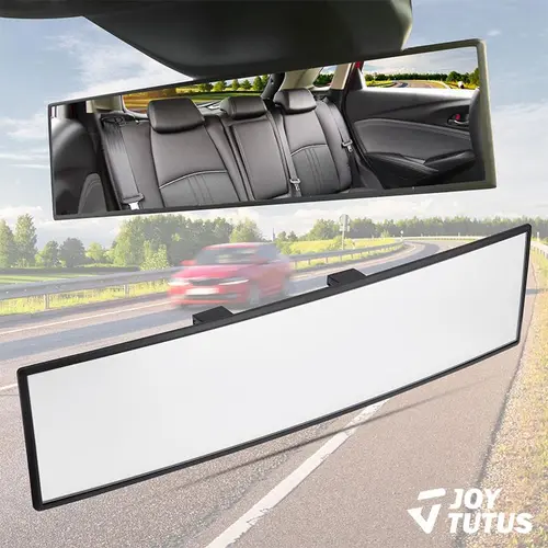 【TikTokShopBackToSchool】JOYTUTUS 2026 Universal 11.81-Inch Wide View Panoramic Convex Real View Rearview Mirror for Cars, SUVs - Reversible Passenger-Side, High-Quality Glass, Anti-Drop Design, Flexible Easy Installation, Car Interior Accessories
