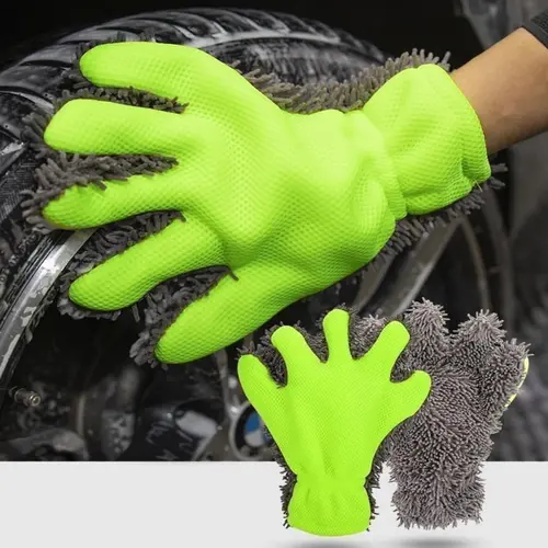 【TikTokShopBackToSchool】JOYTUTUS 2026 Double-Sided Microfiber Car Washing Mitt Sponge 1Pack, Knobby for Dusting, Smooth for Scrubbing, Non-Abrasive Durable Paint-Safe Car Detailing Glove for Hard-to-Reach Areas, Includes Microfiber Cleaning Cloths
