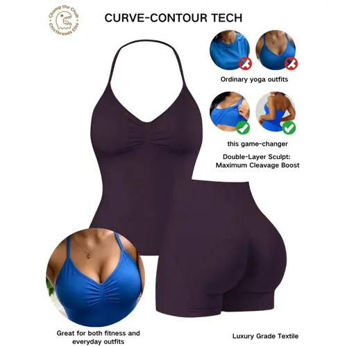 Bootie Lifting & Snatched Waist Yoga Set, Halter Ruched Top + High Waist Sculpting Shorts, Ideal for Gym, Yoga, Activewear, Gym Workout Set, High Stretch Sporty, Gym Clothes Workout, Women Workout Clothes