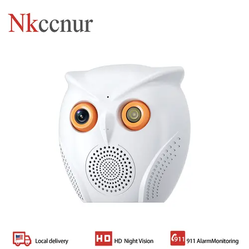 NKccnur PRO Owl Wi-Fi Security Camera - HD Video, Night Vision, 2-Way Audio, Motion Detection, USB Power, SD Card/Cloud Storage, Flexible Recording, Father's Day Gift Idea