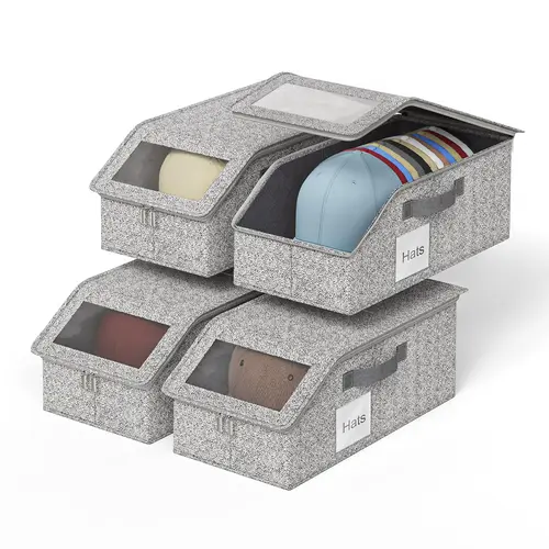 2/4PCS Modern Foldable Hat Wardrobe Organizer for Baseball Caps - Multi-Functional Storage Box (Accommodates 48 Hats)  - versatile home Saves Wardrobe Space, Ideal for Back-to-School Fashion Storage, Hat Organizer,w clear pvc window