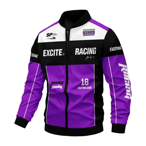 Men's Casual Racing Jacket, Fitted, Long Sleeve, Soft Shell Material, Speed Racing Pattern, Zipper Closure, Spring Sports Jacket, Sport Outerwear, Perfect Choice for Spring & Fall, Sporty Jacket, Softshell Jacket, Soft Shell Jackets