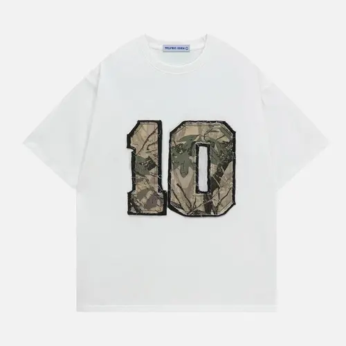 Aelfric Eden Camo 10 Patch Oversized Tee Camouflage Number Graphic Unisex Streetwear Casual T Shirt, Round Neck, Print, Top, T Shirts, Vibe, Classic, Shortsleeve, Women's Tops