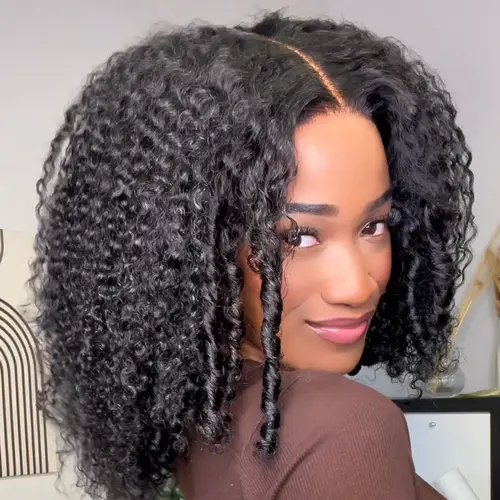 UNice 250% Density Afro Kinky Curly Wig with Layer Coil Ends Pre Bleached Glueless 7x5 HD Lace Closure Human Hair Wigs with Drawstring Pre Plucked Natural Hairline Beginners Friendly summer wig Super Brand Day