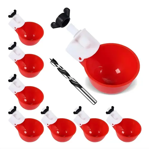 8PCS Chicken Waterer Cups, 3rd Generation DIY Large Automatic Chicken Water Feeder Cup, Tee Fittings Poultry Waterer, Suitable for Chicks, Turkeys, Ducks, Goose, Small Pets with Mounting Hole Opener, summerwins