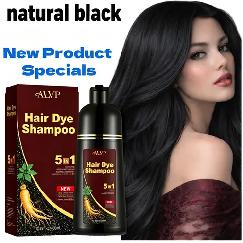 ALVP 2026 New Trend Wine Red 5-in-1 Herbal Ginseng Hair Dye Shampoo - Plant-Based, Gentle, No Bleach Semi-Permanent Color, Gray Coverage, Nourishing Long-Lasting Solution for Dark Brown Curly Haircare (Fathersday Gift, TikTok Shop Back-to-School)