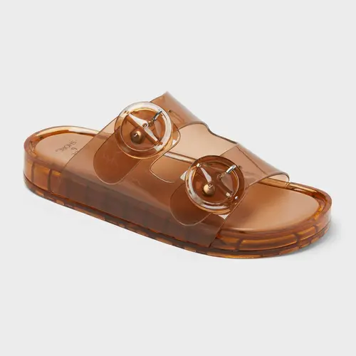 Women's Gemma Double-Strap Platform Heel Slip-On Sandals - Shade & Shore, Memory Foam Insole, Casual Wear Shoes for Women, Comfortable Footwear