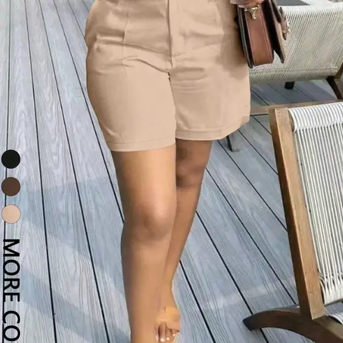 Women's High Waist Summer Suit Shorts Bottom with Pleated Design, Loose Fit and Casual Commuter Style for Effortless Chic