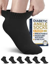 Pembrook Men's Diabetic Socks - Fashion Knit Fast Dry Low Cut Ankle Socks with High Stretch, Breathable Mesh, Smooth Fit, Cushion for Sitting, Vibrant Fade-Resist, Fast Dry Low Cut Socks