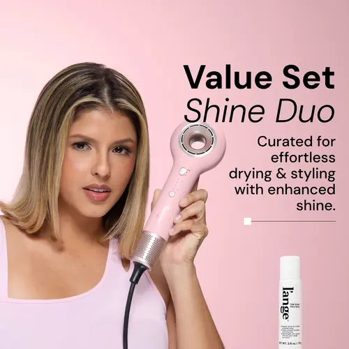 L'ANGE HAIR - Shine Duo Set - Axia HaloRing Hair Dryer & Top Coat Shine Spray Set, Brushless Motor, Reduces Frizz, for All Hair Types