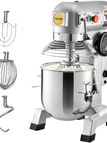 【Father's Day】VEVOR Commercial Food Mixer,  , 15Qt Commercial Mixer with Timing Function, 500W Stainless Steel Bowl Heavy Duty Electric Food Mixer Commercial with 3 Speeds Adjustable 113/184/341 RPM, Dough Hook Whisk