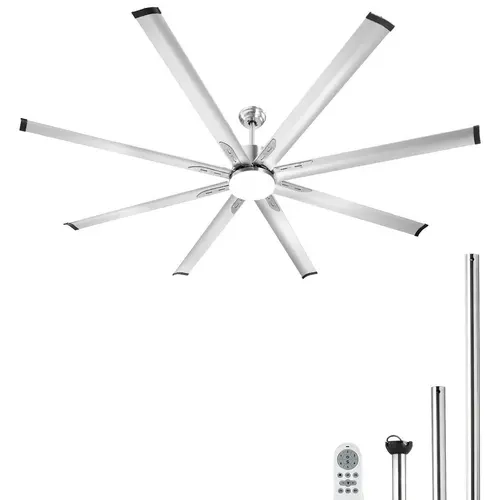 【Back to School】VEVOR 84 In Aluminum Low Profile Flush Mount Ceiling Fan with 24W LED Light, 6-Speed Remote Control, Dimmable Adjustable Color Temperatures, Brushless Reversible DC Motor, Strong Airflow for Bedroom, Living Room (Bulb Included)