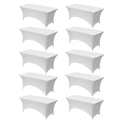 【Father's Day】VEVOR 10 Pack Table Cloth for 6FT Rectangular Fitted Events, Wrinkle-Resistant Stretch White Table Covers, Washable Spandex Tablecloth Protector, for Party, Wedding, Cocktail, Banquet, Festival