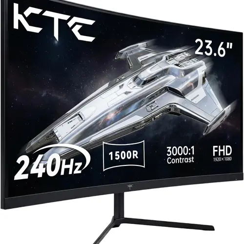 Ktc 23.6" Curved FHD 1080P 240Hz Gaming Computer Monitor - VA Panel, 1500R Curve, 3000:1 Contrast, Adaptive Sync, HDR Support, 1ms MPRT, HDMI, DP, Blue Light Filter, Tilt Adjustment, VESA Mount Compatible, 16.7M Colors, Model H24S17P, PC Monitor, Monitor