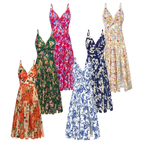 Grace Karin Women's Modest 2-Piece Floral Print Swimwear Set - V-Neck Tummy Control Shapewear with Flowy Polyester Cover-Up Skirt, Elastane, Quick Dry, Sun Protection, Plus Size, for Pool Parties, Beach Outings