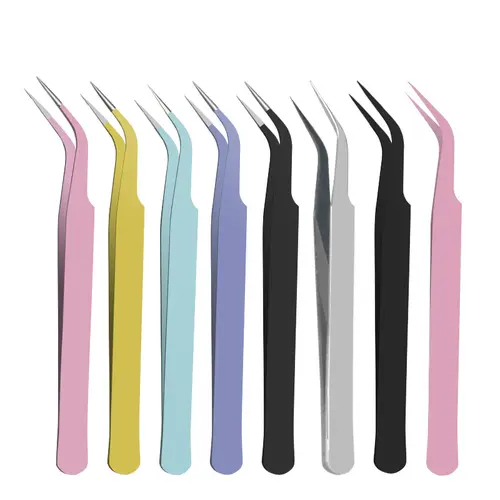 (Do Not Order Separately) 1 Pcs/Set Pliers Straight and Curved Volume Lash Tweezers for Extensions, Crafting, Girls Women Beginners