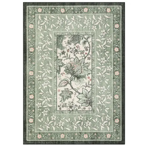Garvee Provence 8x10 Area Rugs for Living Room, Botanical Grove Sage Green Cottagecore Washable Rug for Bedroom Dining Nursery Low-Pile Vintage Large Carpet
