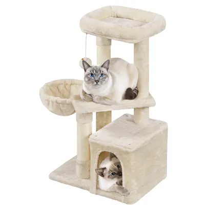 Costoffs Multi-Level Cat Tree – Indoor Pet Activity Center with Sisal Scratching Posts, Vertical Scratcher, Furniture Bed and Basket for Kittens