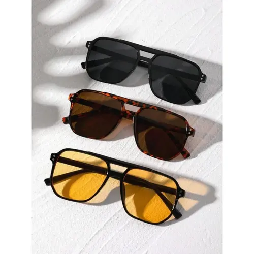 Unisex Aviator Sunglasses - Vintage Tinted Lenses, Lightweight Durable Plastic Frames, UV400 Protection, Affordable One-Size Streetwear Beach Glasses, Men's Sun Protective Eyewear for Adults’ Daily Use, Streetwear Sunglasses