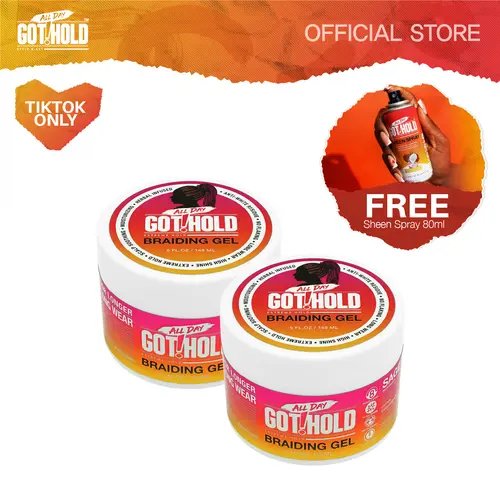 4c Hair All Day Hold Braiding Gel Set - 2 Braiding Gels, Dry Hair Sheen Spray, Free 80ml Gift, Female-Focused, 1.2lb, Long-Lasting Haircare Styling Kit