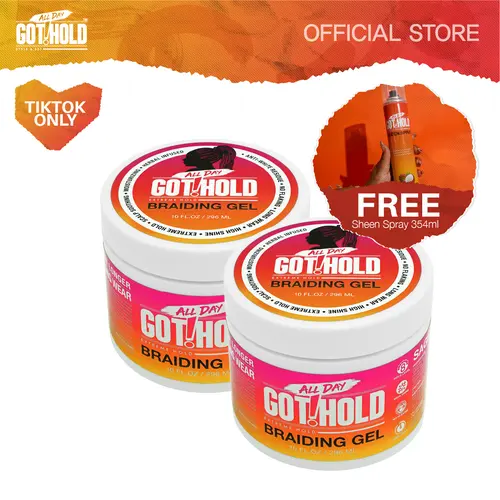 All Day Got Hold Braiding Gel Set for 4c Hair Adults & Males - 2 Braiding Formulas, Free 354 Sheen Spray, Lightweight, Long-Lasting, Moisture-Boosting, Frizz-Control, Detangling, Smoothing Vegan Cruelty-Free Hair Styling Product for Protective Styles