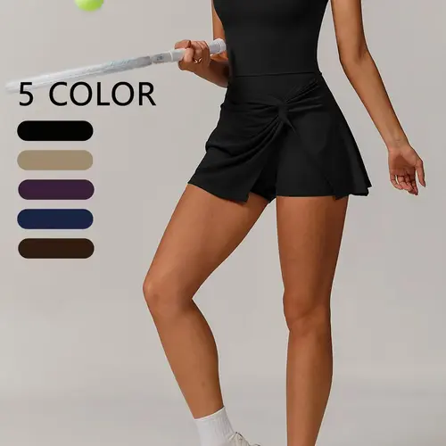 Women's Solid Color Casual Sporty Dress, Fashion Cross Back Design, Perfect for Fitness Yoga Running Tennis and Leisure Wear, Tennis Sports Dress, Tennis Athletic Dress, Active Dresses, Workout Dress, Activewear Dress, Exercise Dress