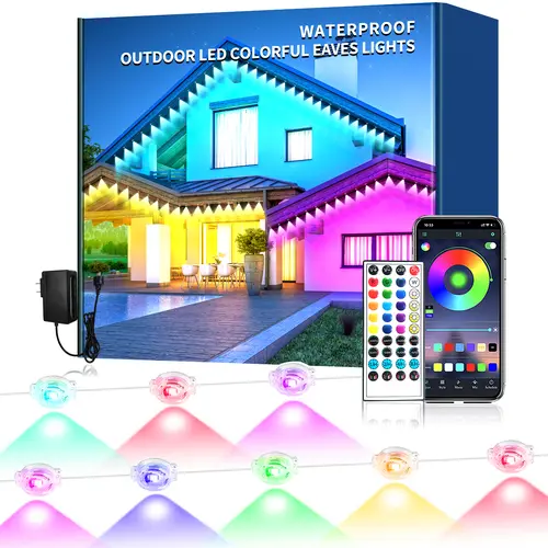 YEEWHALE IP67 Waterproof 50ft-500ft Led Strip Lights, Flexible Programmable Outdoor Eaves Lights with App & Remote Control, Dynamic Mode Swap, Beat-Sync Colors, Multi-Color Led Holiday Lighting for House, Balcony
