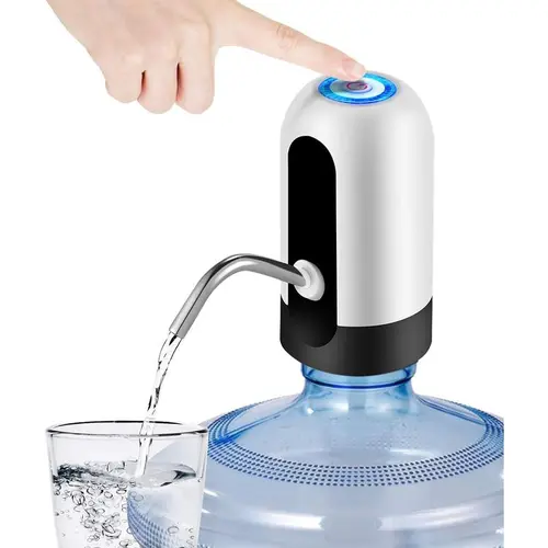 Rechargeable Automatic Bottom Load Dual Temperature Water Jug Dispenser, 5-Gallon Compatibility, Built-in Battery, USB Charge, Automatic Pump, Lightweight Compact Kitchenware for Camping & Kitchen Use, Cord-Free