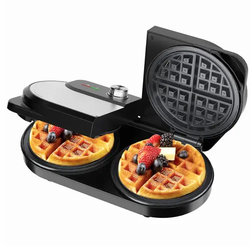 YASHE 1400W Belgian Waffle Machine - Crisp & Fluffy 6in Double Waffle Maker, Stainless Steel Waffler Iron with Nonstick Plates, Temperature Knob, Cool-Touch Handles for Home Breakfast, Kitchen Appliances, 1400W Power Waffle Baker Machine