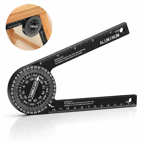 Miter Saw Protractor | 7-Inch Aluminum Protractor Angle Finder Featuring Precision Laser-Inside & Outside Miter Angle Finder for Carpenters, Plumbers and All Building Trades