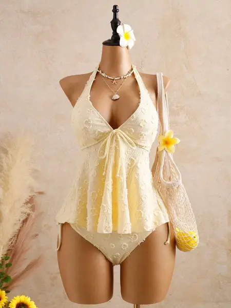 Women's Fashion Tankini Swimsuit, Stylish Two-Piece Swimwear, Comfortable Beachwear, Perfect for Pool Parties and Vacations, Swimwear Beach Outfits, Tankini Swimwear Set
