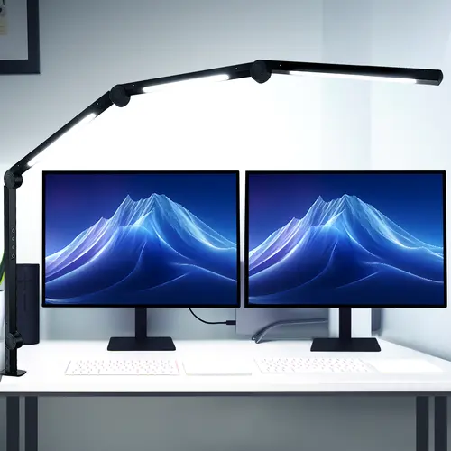 YEEWHALE Clamp-On LED Table Lamp - All-Metal Steel Arm, 360° Clamp Rotate, Bendy Adjustable, 3 Light Sources, 4 Color Modes, 5 Brightness Levels, Eye-Caring, Memory Function, Adjustable LEDs, Indoor Home Improvement Lighting