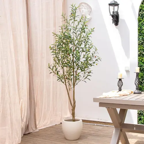 5/6/7/8FT Olive Tree Artificial Indoor, Faux Olive Tree, Realistic Fake Tree with Fruits for Home Office Decor