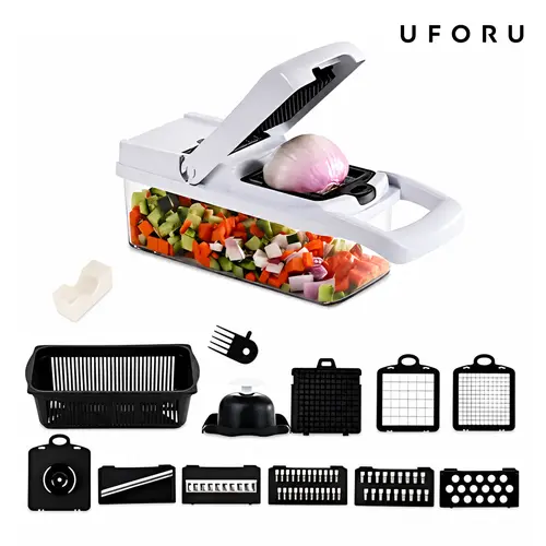 UFORU Multi-purpose vegetable chopper, ideal for vegetables, fruits, and cheese. 15-in-1 Multifunctional Vegetable Chopper & Slicer，A portable kitchen gadget that effortlessly handles chopping and meal prepdealsforyou#SummerWins
