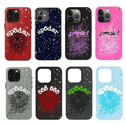 Sp5der Punk Style Polycarbonate Phone Case - Pink Durable Wireless Phone Accessories for iPhone 7 to iPhone 17, Tough Plastic Cellphone Protection Accessories