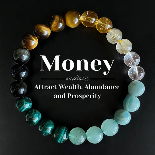 Crystal Money Attraction Bracelet with Tiger Eye, Malachite & Citrine Beaded Jewelry for Prosperity, Ideal Gift Jewelry for Men and Women, Mother's Day Gift Holiday Mindfulness sohochic