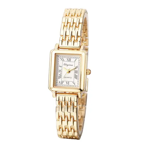 OIDEA Women's Elegant Square Business Watch - Alloy Metal Detachable Adjustable Strap, Custom Size Fit, Quartz Movement, Blue Velvet Pouch Included, Square Watches for Business Look