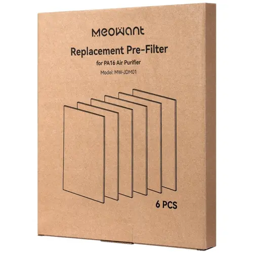 Activated Carbon Pet Air Purifier (mw-jdm01, pa16) for Home - 6 Filters Pack, All Seasons Use, Odor Reduction, Dust, VOCs, Pet Smoke Removal, Hair & Fiber Capture, Extended Lifespan Appliance (No Extra Parts, Replacement Pre-Filter Included)