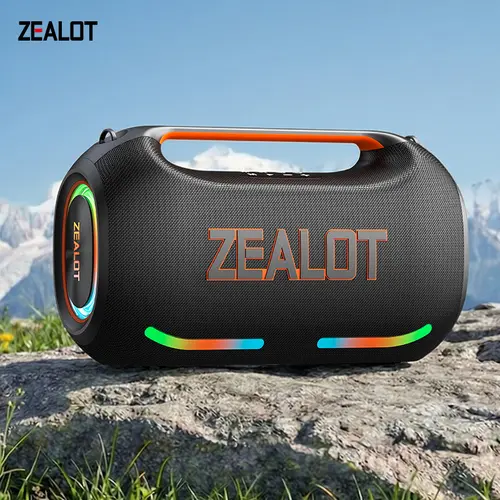 250W【ZEALOT】Portable wireless speaker high ,fidelity sound and audio, desktop Bluetooth speaker surround sound, TWS pairing,supports USB/TF card/AUX/BT smartphones. Ideal choice for family/car/party/camping/gift giving, Outdoor Speakers, High Quality Audi