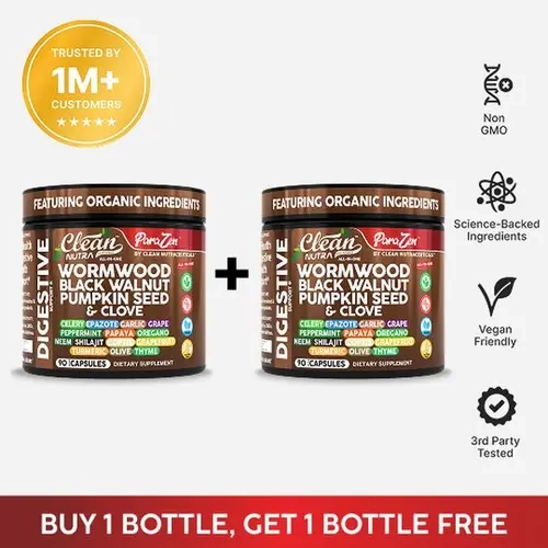 Clean Nutra BOGO | Wormwood, Black Walnut, Clove & Pumpkin Seed for for Organic Gut Health - ParaZen