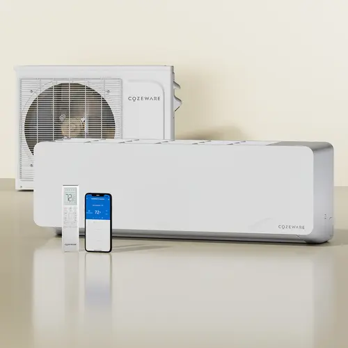 【Enduring Series】（Two packages）Cozeware 12000/18000/24000 BTU 115V/230V Mini Split Air Conditioner Heat Pump 20 SEER2 Inverter Compatible with Wifi Alexa Cools Up to 750 Sq Ft for Living Room Bedroom Study Loft Garage