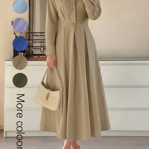 Women's Long Shirt Dress, Long Sleeve, Basic, Casual, Elegant, Minimalist & Solid Design, Perfect for Spring/summer, Ideal for Daily Wear & Special Occasions, Casual Classy Dress, Womenswear