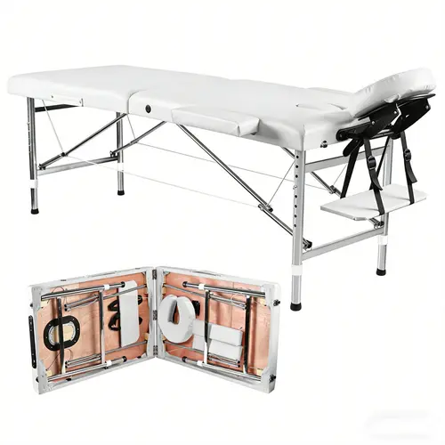 24" Wide Portable Adjustable Folding Massage Bed - Lightweight Aluminium Salon Furniture, Esthetician Table with Armrests for Spa Professionals