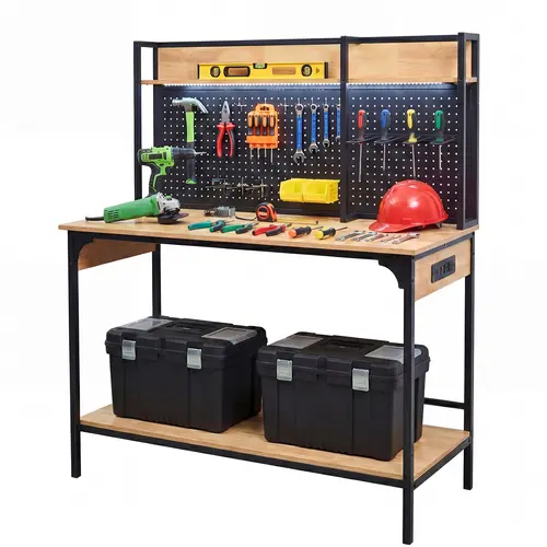 NorthSky 48in Heavy Duty Workbench with LED Work Light, Storage Shelves, Power Strip, 4ft Pads, Pegboard, USB & Type-C Ports - Tool Racks & Bars, Racks & Bars Multi-Purpose Utility Tool for Garage, DIY Projects,  3D Printer Table