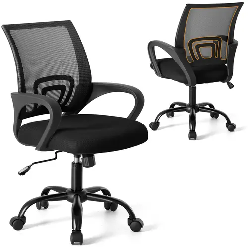 Sweetcrispy Reclining Modern Swivel Computer Office Chair - Rocking Mode, Lumbar Support, Height-Adjustable, Mesh Back, Quiet Casters, Supportive Sitting for Home Office & Gaming, Reclining Office Chair