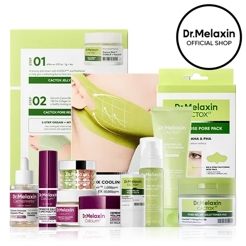 [Dr.Melaxin Live Exclusive Bundle] Icy Pore Lift Set | 12-Pc CACTOX Cooling Pore Care + CEMENRETE Firming Routine | Depuff, Smooth & Tighten | Korean Skincare