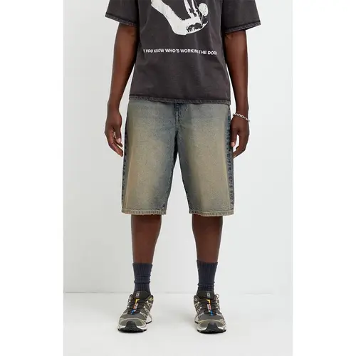 Pacsun Men's Austin Extreme Baggy Jean Shorts Dark Blue Tint