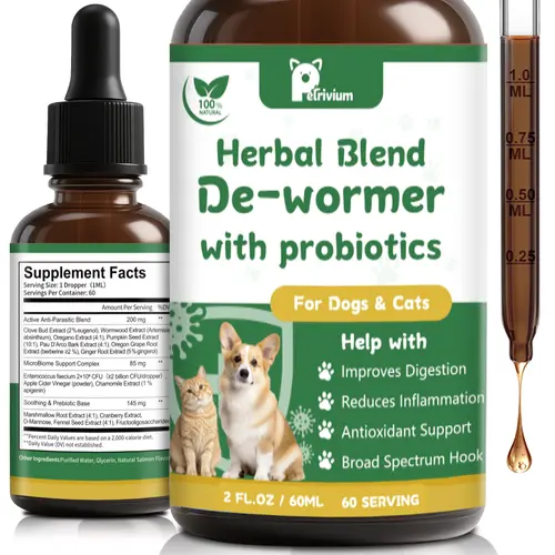 Petrivium Natural Intestinal Defense for Cats & Dogs Herbal Cleanse with Probiotic Triple Action Probiotics Supplement Drops for Gut Health Digestion Broad Spectrum Formula for All Ages and Breeds 2 Oz-#Summervibes#petlovers sohochic