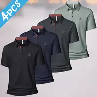 Men’s 4-Pack Short-Sleeve Polo Shirts Set – Moisture-Wicking Fabric, Minimalist Logo, Ideal for Golf, Casual Slacks Pairings,clothes for back to school,first day of school outfits