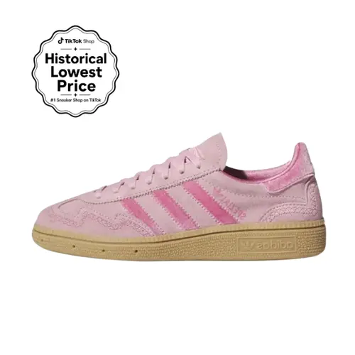 Adidas Women's Handball Spezial Pink Velvet Suede Retro Sneakers, Athletic Everyday Sneaker for Street Wear, Runs Small Sports Footwear